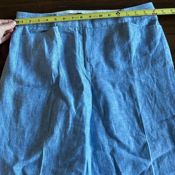 Talbots Light Blue Linen Cropped Pants Size 6 - Picture 6 of 10